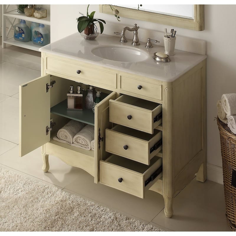 38" Benton Collection Daleville Bathroom Vanity w/MIR - Cream