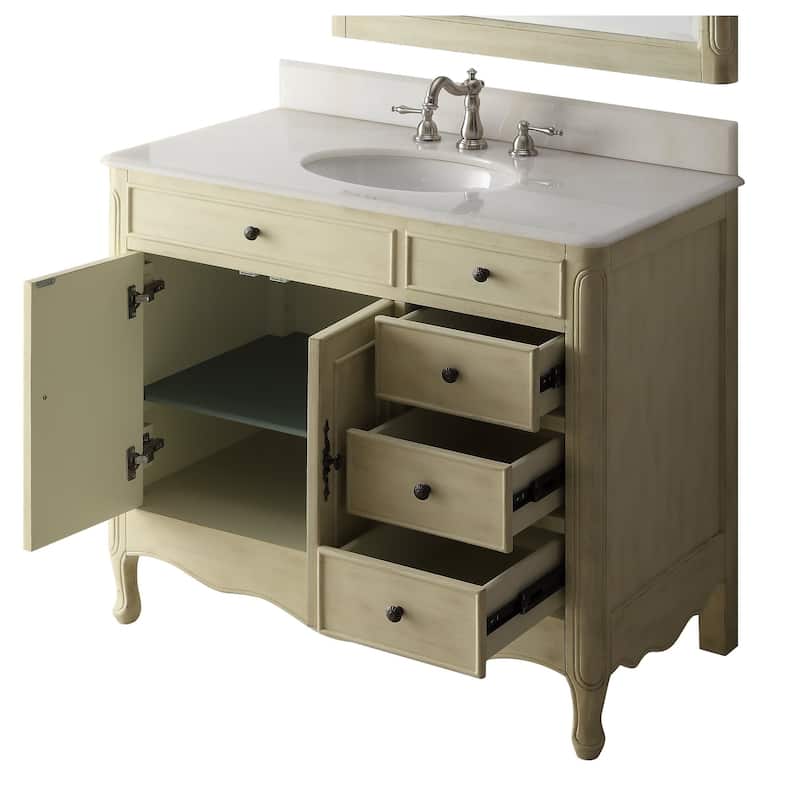 38" Benton Collection Daleville Bathroom Vanity w/MIR - Cream