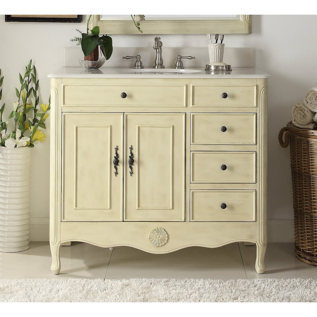 38" Benton Collection Daleville Bathroom Vanity w/MIR - Cream