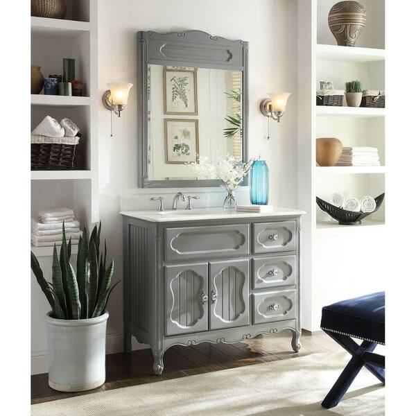 Shop 42 Benton Collection Gray Cottage Style Knoxville Bathroom Sink Vanity With Mir Bs Overstock 19217260