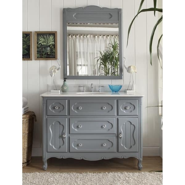 48" Benton Collection Knoxville Gray Bath Vanity with MIR/BS Bed Bath