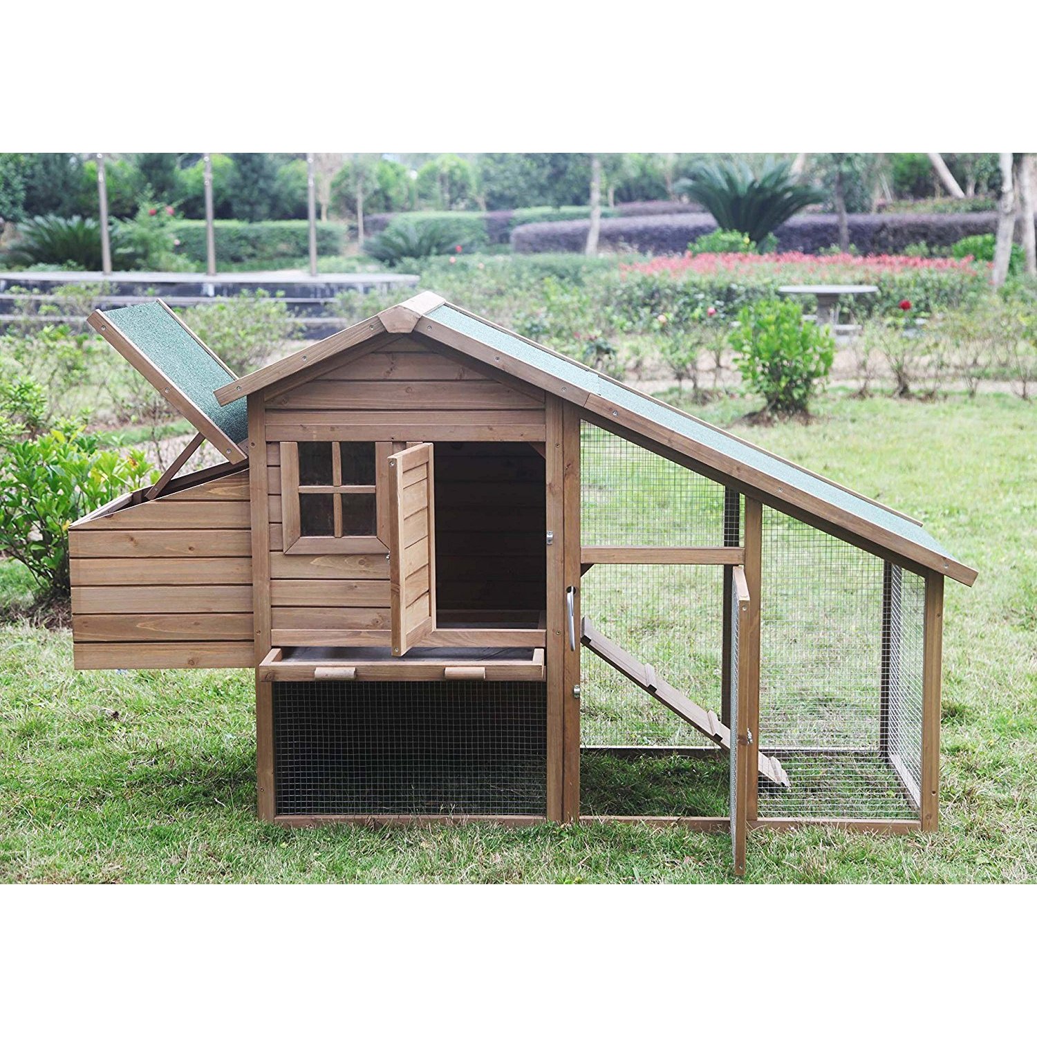 Details About Aleko Bunny Hutch Small Pet House Chicken Hen Coop Cage Brown