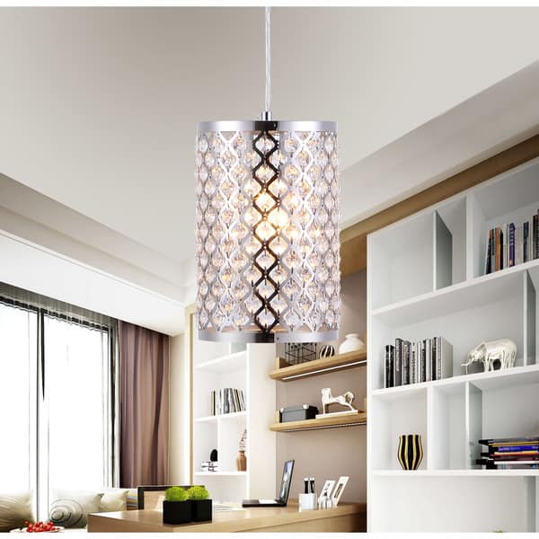 slide 1 of 1, Kalyca 1-light Chrome 6-inch Crystal Pendant Lamp