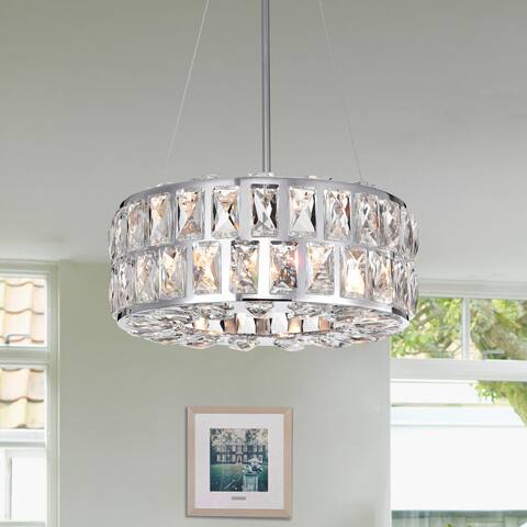 Warehouse Of Tiffany Darine Chrome-finished Metal 13-inch 3-light Pendant with Crystal Accents