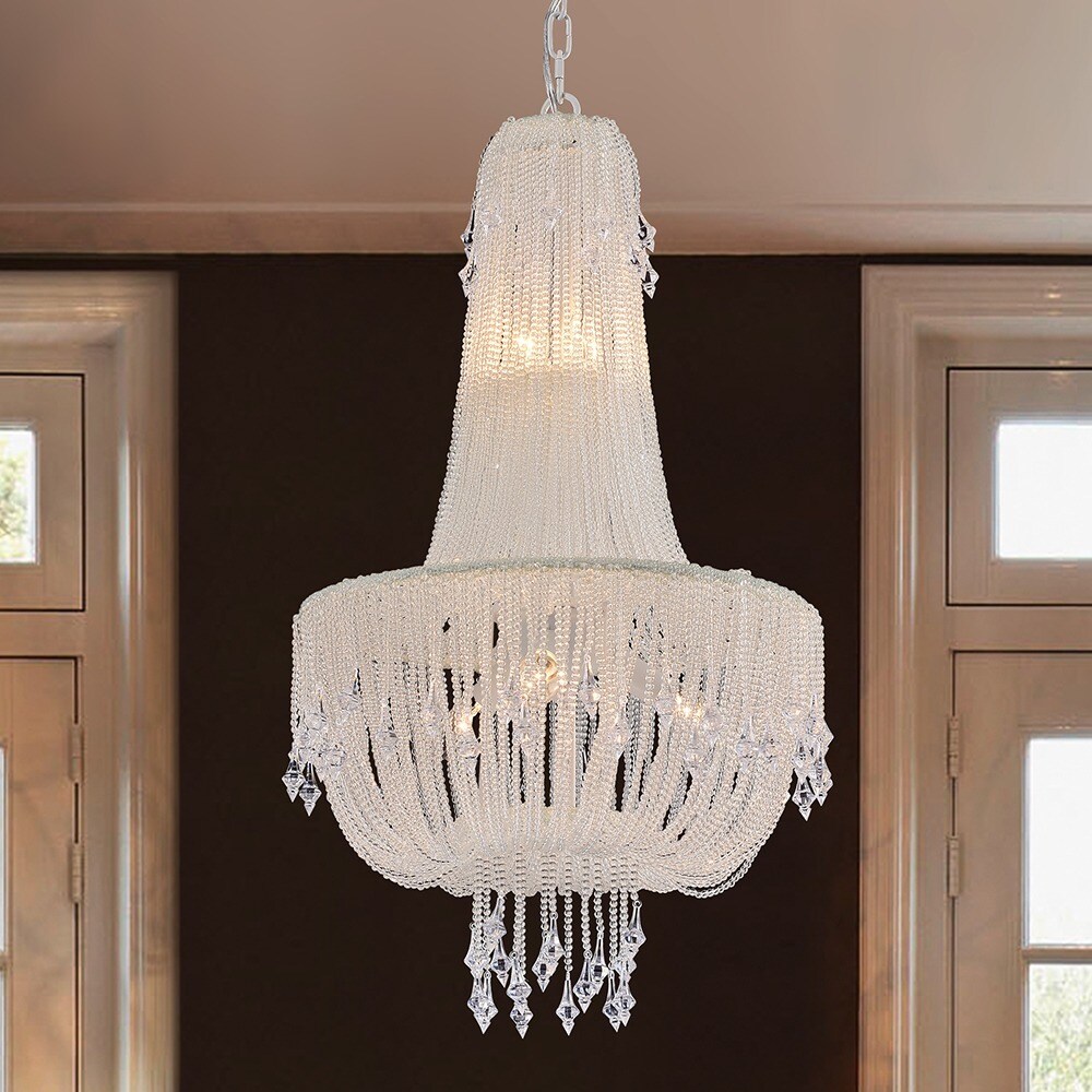 Warehouse of Tiffany Nistrin White Draping Pearls 15-inch 5-light Chandelier (5-Light 15-Inch Draping Pearls Chandelier) - Chandeliers For Bedrooms by Overstock.com