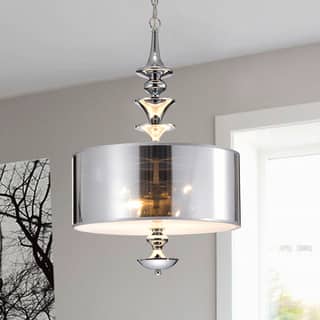 Yemisi 3-light Modern Chrome and Glass 16-inch Drum Pendant