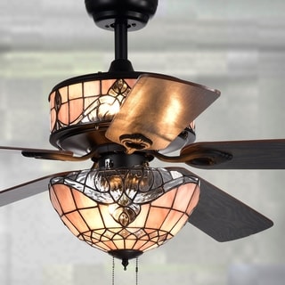 Orla 6-Light Baroque Tiffany 5-Blade 52-Inch Black Ceiling Fan