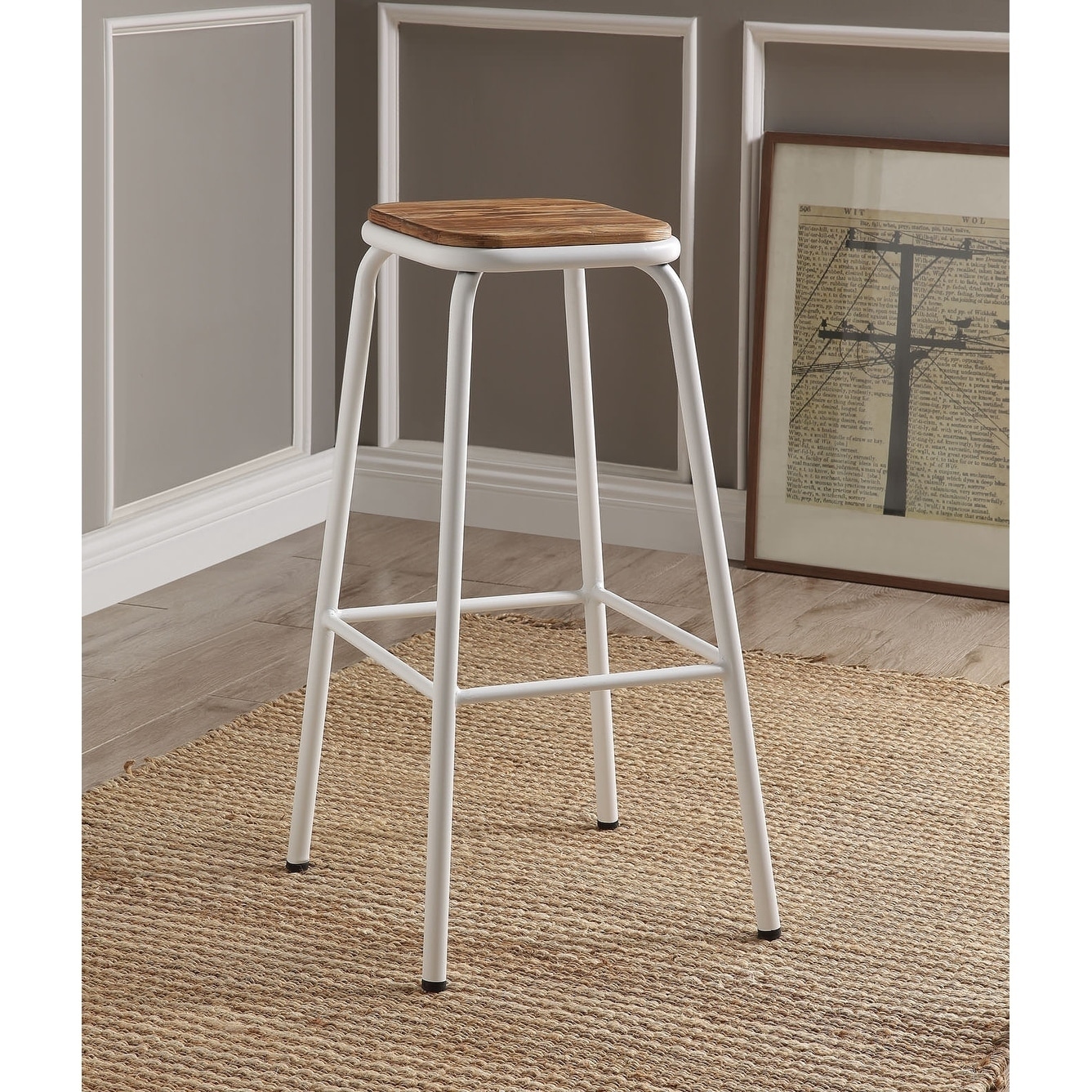 Acme Scarus Bar Stool In Natural And White