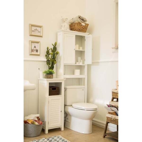 Shop Glitzhome Bathroom Cabinet Spacesaver, White - Free ...