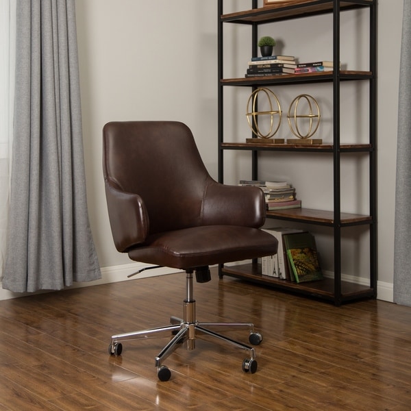 Shop Glitzhome Mid-Century Modern Leatherette Adjustable Office Chair