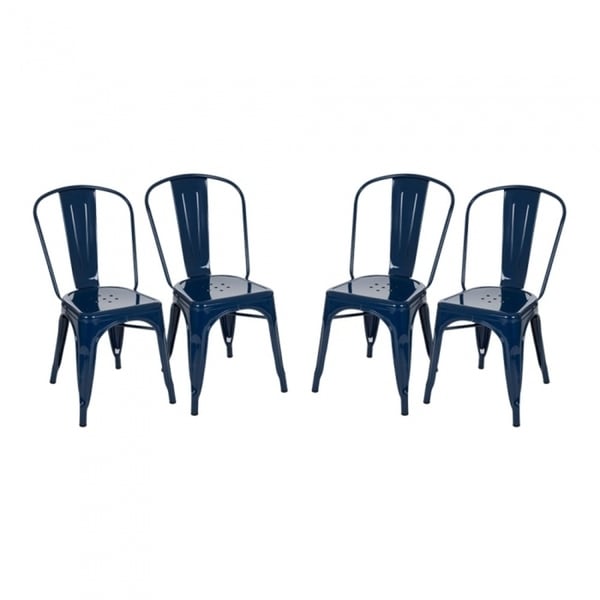 Glitzhome Navy Blue Metal Dining Chair(Set of 4) - Free Shipping ... Glitzhome Navy Blue Metal Dining Chair(Set of 4) - Free Shipping ...