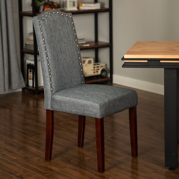 Shop Glitzhome Gray Upholstered Dining Chair(Set of 2 ...