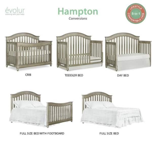 Shop Evolur Hampton 5 In 1 Convertible Crib Overstock 19222059