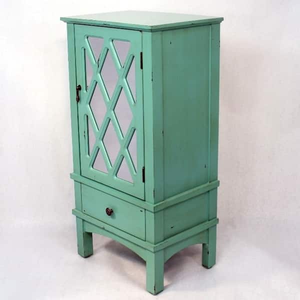 Cottage 1 Door 1 Drawer Accent Cabinet W Lattice Mirror Inserts On Sale Overstock 19222072