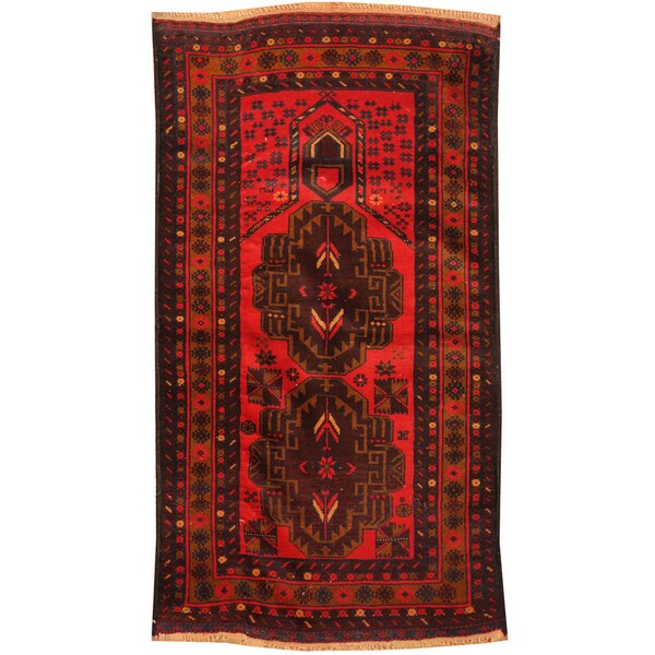 Handmade One-of-a-Kind Balouchi Wool Rug (Afghanistan) - 2'8 x 5'