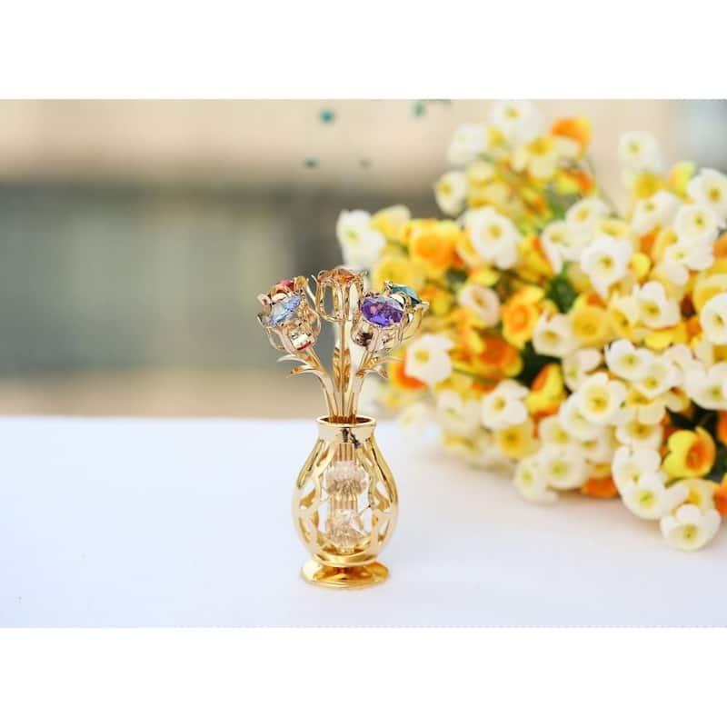 Flowers Bouquet and Vase w/ Colorful Matashi Crystals