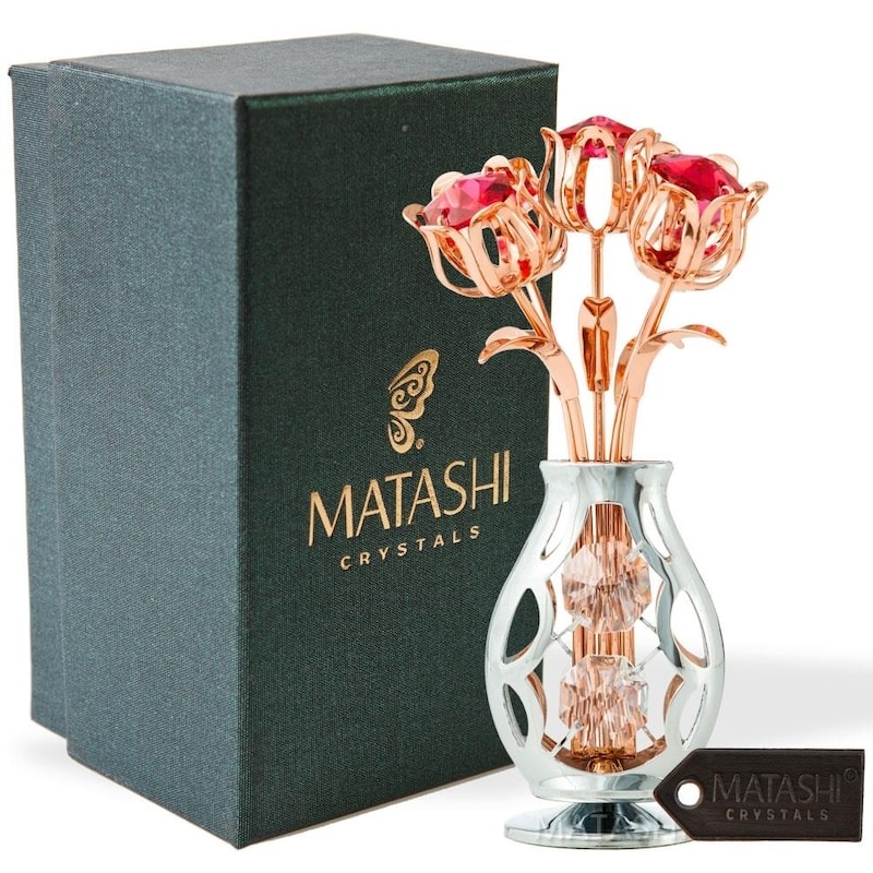 Flowers Bouquet and Vase w/ Colorful Matashi Crystals
