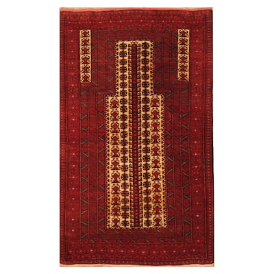 Handmade One-of-a-Kind Balouchi 1940's Wool Rug (Afghanistan) - 3' x 5'2