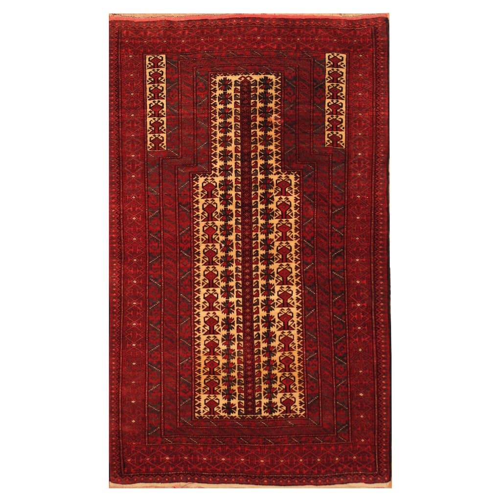 Handmade One-of-a-Kind Balouchi 1940's Wool Rug (Afghanistan) - 3' x 5'2