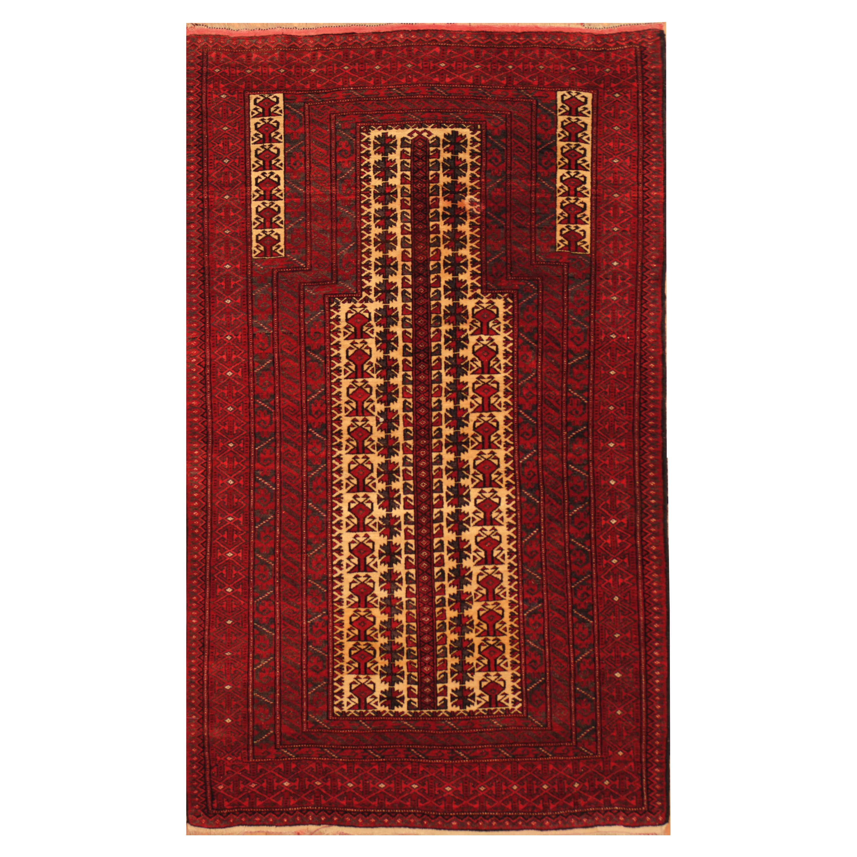 Handmade One-of-a-Kind Balouchi 1940's Wool Rug (Afghanistan) - 3' x 5'2