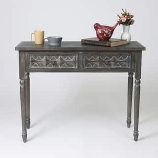 Shop Distressed Ash Wood 2 Drawer Console Table Free Shipping