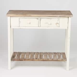 Shop Distressed White Wood Vintage 2 Drawer Console Table With