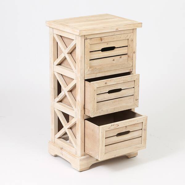 Shop Natural Wood Small 3 Drawer Cabinet On Sale Free Shipping