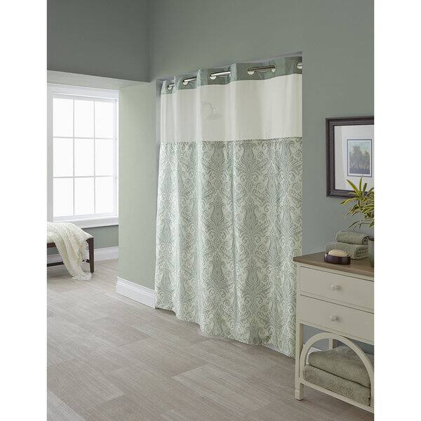 Hookless Vintage Medallion Shower Curtain with SnapOn Liner (As Is