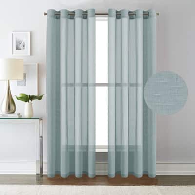 H.Versailtex Sheer Linen Curtain Panels (Set of 2)