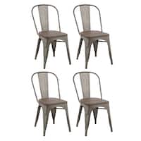 Industrial Stackable Steel Antique Rustic Cafe Dining Chair Set of 4
