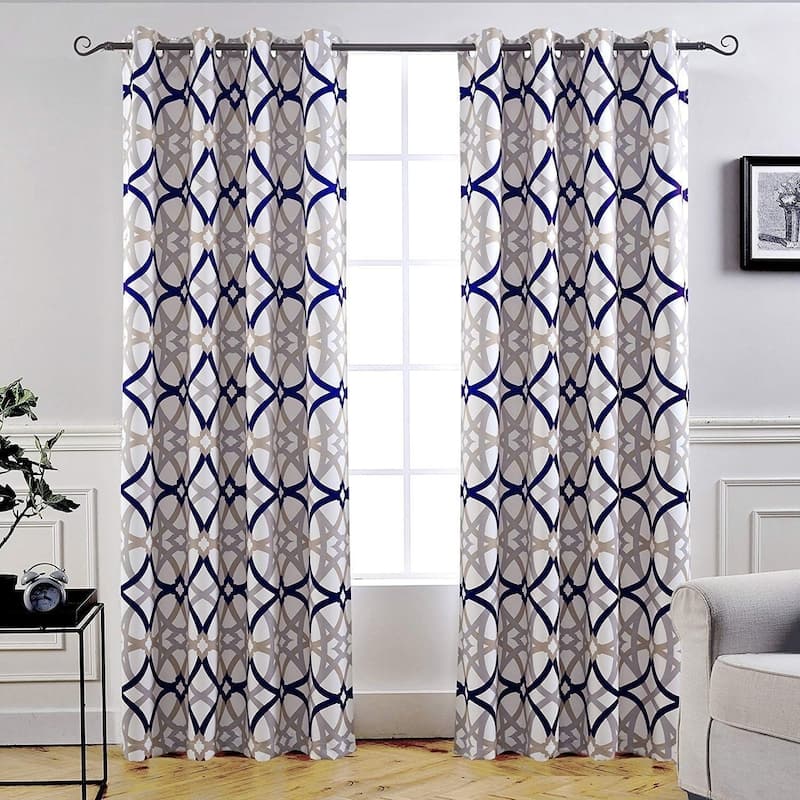 Jarvenpaa Insulated Blackout Grommet Window Curtain Panel Pair - 52" width x 84 " length - Navy/Grey