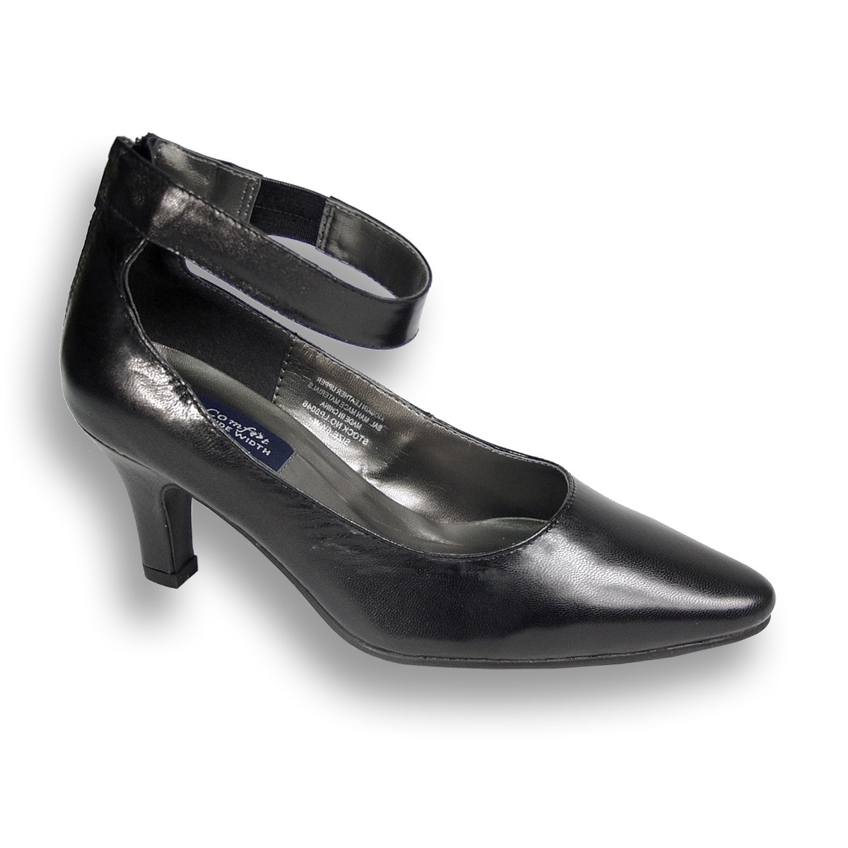 black ankle strap heels wide width