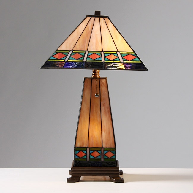 Tiffany style Mission style Lighted Base Table Lamp