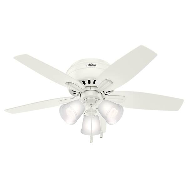 Hunter 42 Newsome Low Profile Ceiling Fan With Led Light Kit And Pull Chain Fresh White Fresh White Overstock 19247470