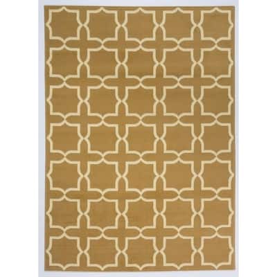 Antep Rugs Kashan King Collection PLUS Geometric Area Rug Beige and Cream - 8' x 10'