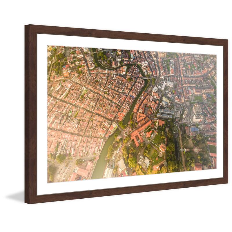 'Arial Neighborhood' Framed Painting Print - Multi-Color