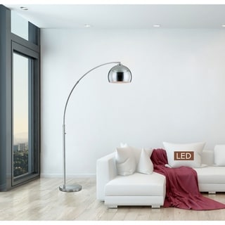 Artiva Alrigo 80" Chrome LED Arched Floor Lamp with Dimmer
