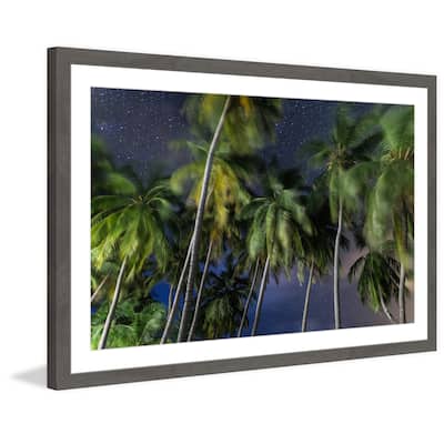 'Palms at Night' Framed Painting Print - Multi-Color