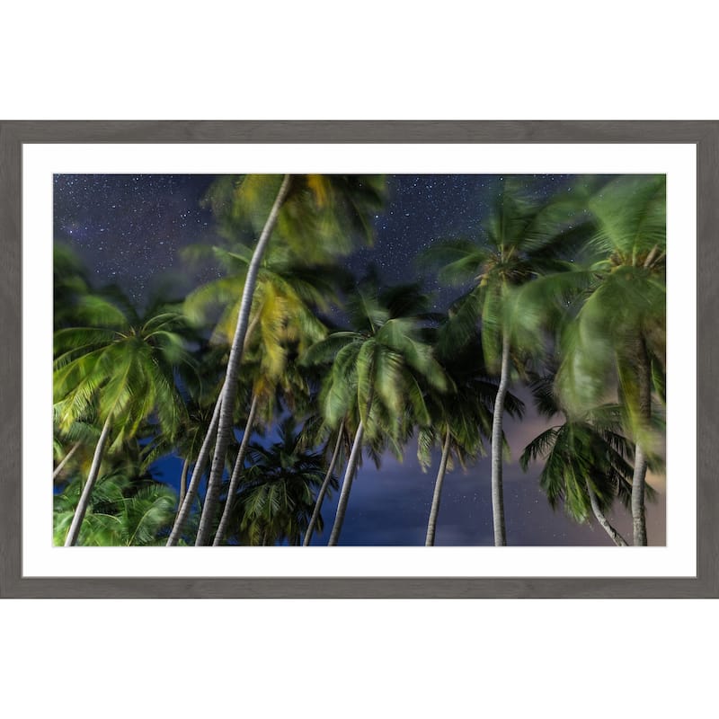 'Palms at Night' Framed Painting Print - Multi-Color