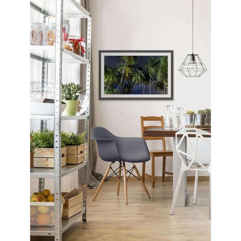 'Palms at Night' Framed Painting Print - Multi-Color