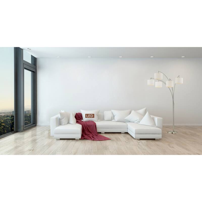 Artiva Lucianna 83" Brushed Steel 5-Arch LED Floor Lamp W/Dimmer