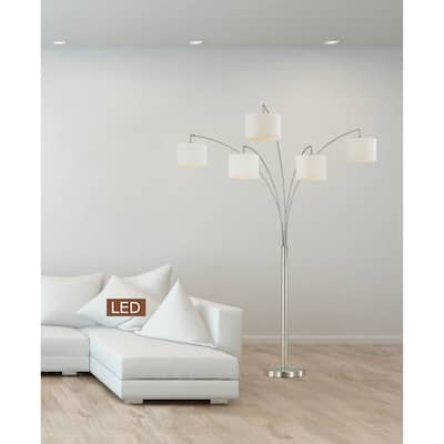 Artiva Lucianna 83" Brushed Steel 5-Arch LED Floor Lamp W/Dimmer