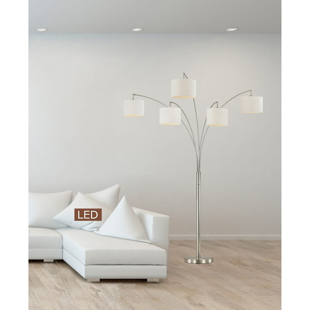 Artiva Lucianna 83" Brushed Steel 5-Arch LED Floor Lamp W/Dimmer