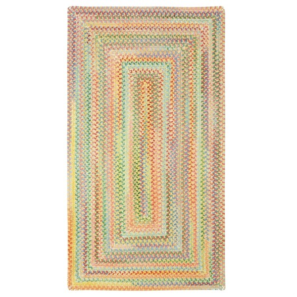 Cutting Garden Light Yellow Concentric Rectangle Braided Rugs 2 3 X 9