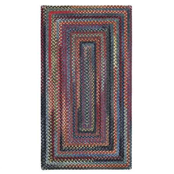 Songbird Blue Concentric Rectangle Braided Rugs 5 X 8