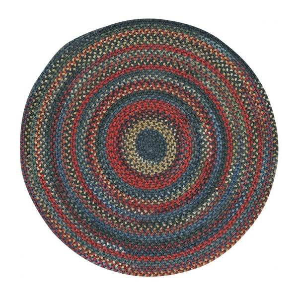 Shop Capel Rugs Songbird Blue Round Braided Rugs 3' Free Shipping