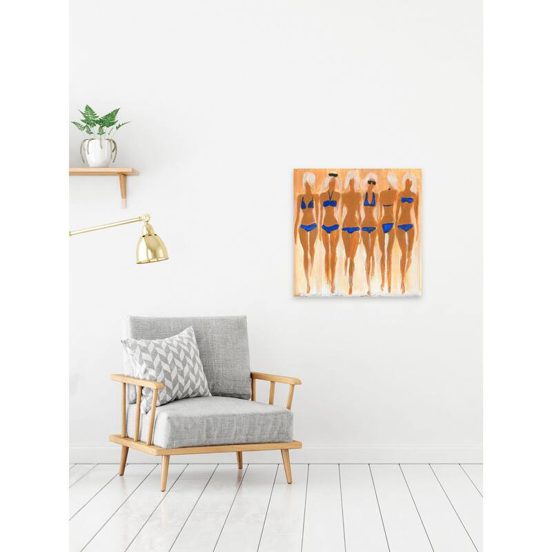 'Tiny Blue Bikinis' Painting Print on Wrapped Canvas - Multi-Color