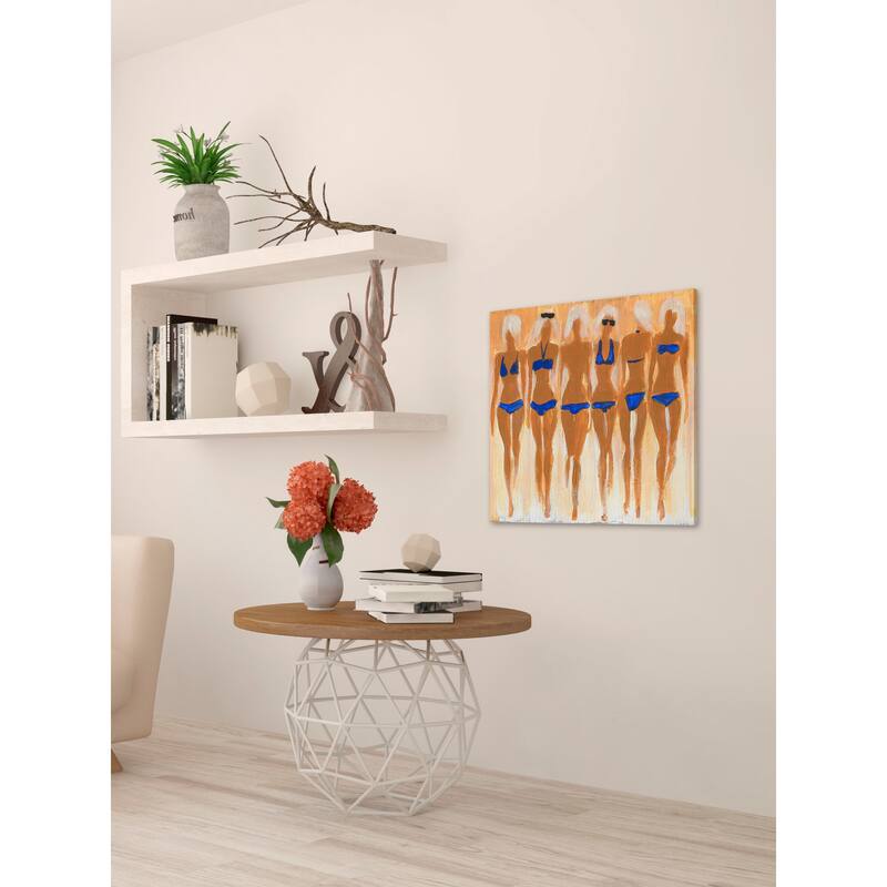 'Tiny Blue Bikinis' Painting Print on Wrapped Canvas - Multi-Color