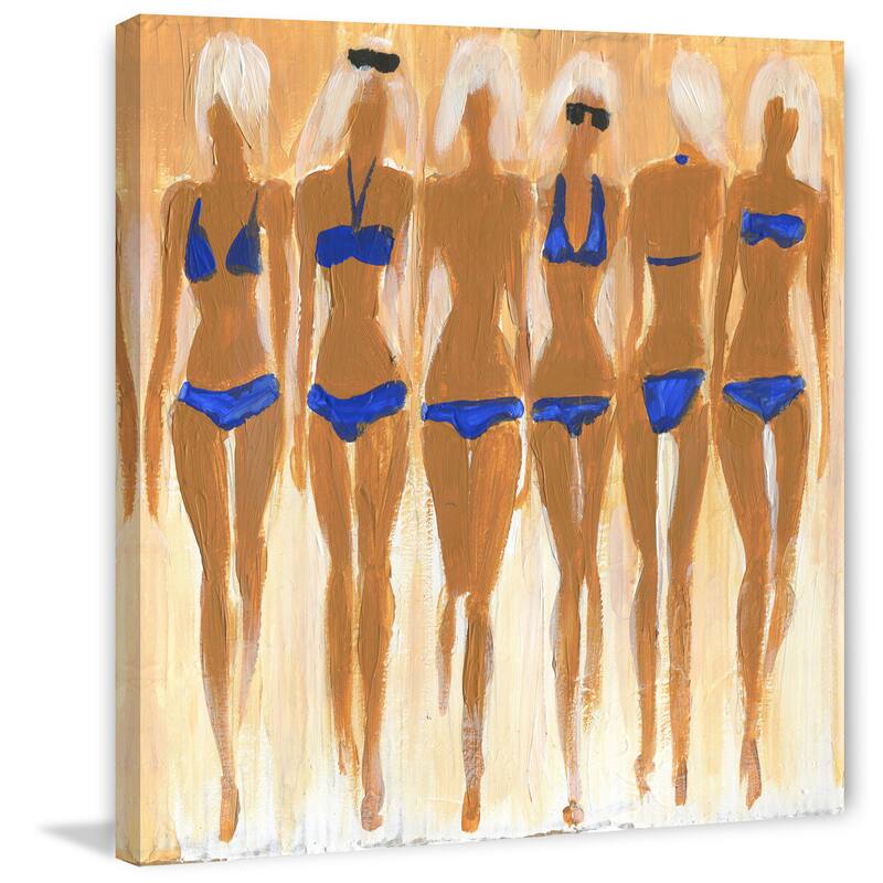'Tiny Blue Bikinis' Painting Print on Wrapped Canvas - Multi-Color