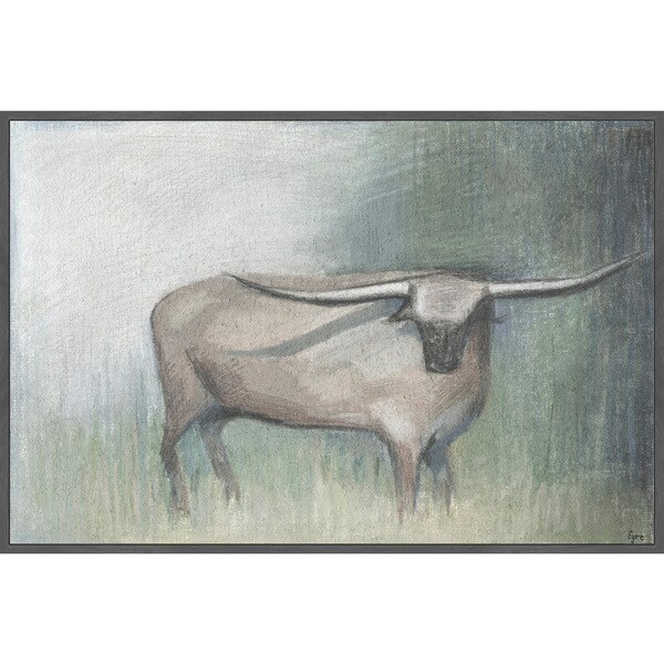 Marmont Hill - Handmade Longhorn Gray Floater Framed Print on Canvas